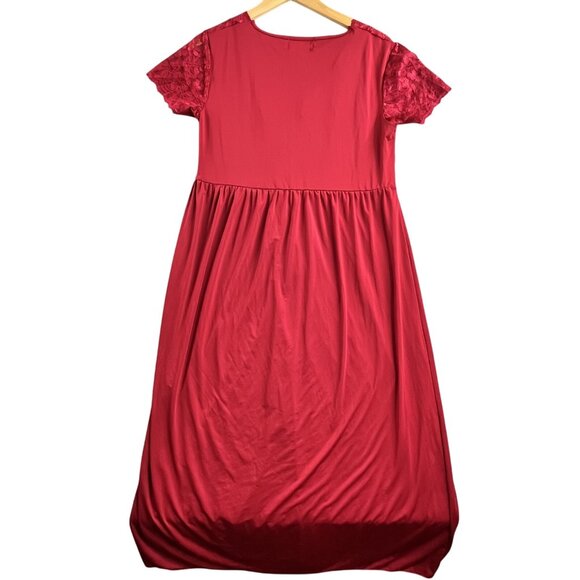 Amoureuse Dress Womens Medium Lace Short Sleeve V Neck Empire Maxi Gown Elegant - Picture 2 of 9